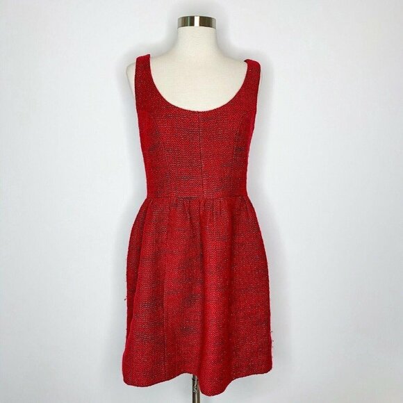 Unbranded Dress Women Red TWEED Scoopneck back Emp - Picture 1 of 3